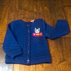 Mim-Pi blue quilted Frenchie coat, size 2T